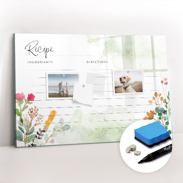 Tableau verre magnétique Place pour la recette