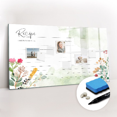Tableau verre magnétique Place pour la recette