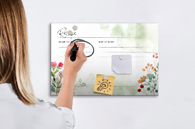 Tableau verre magnétique Place pour la recette