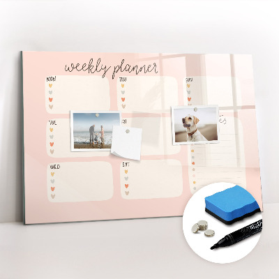 Tableau verre magnétique Un joli agenda hebdomadaire