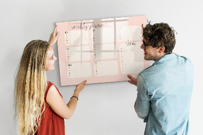 Tableau verre magnétique Un joli agenda hebdomadaire
