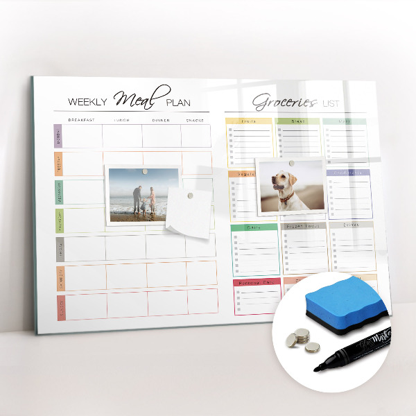 Tableau verre magnétique Menu de la semaine