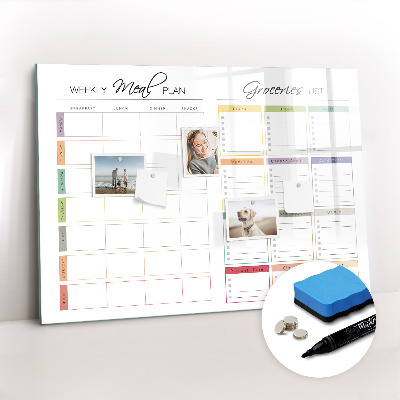 Tableau verre magnétique Menu de la semaine