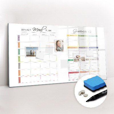 Tableau verre magnétique Menu de la semaine