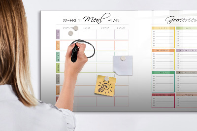 Tableau verre magnétique Menu de la semaine