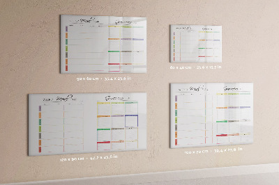 Tableau verre magnétique Menu de la semaine
