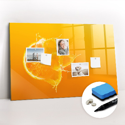 Tableau verre magnétique Orange