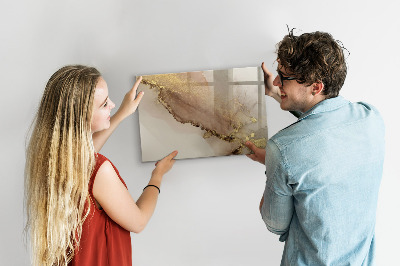 Tableau effaçable magnétique marbre doré