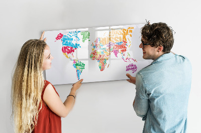 Tableau magnétique mural Noms de pays colorés