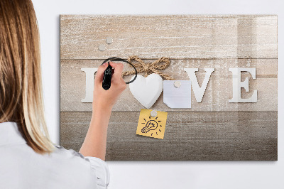 Tableau verre magnétique L'inscription amour