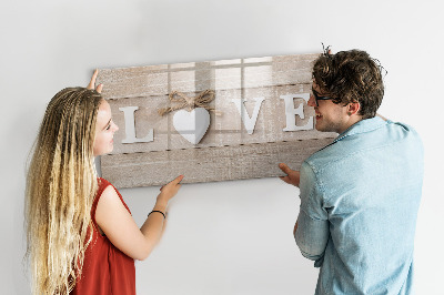 Tableau verre magnétique L'inscription amour