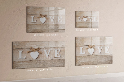 Tableau verre magnétique L'inscription amour