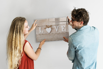 Tableau verre magnétique L'inscription amour