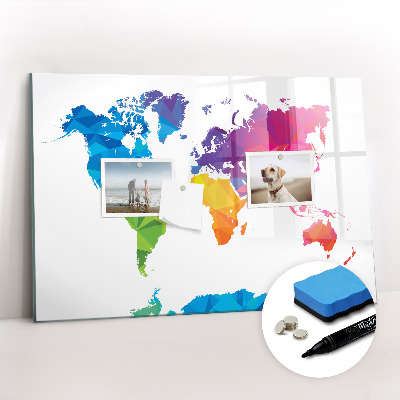 Tableau effaçable magnétique Carte du monde abstraite