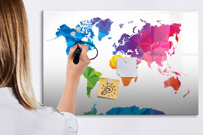 Tableau effaçable magnétique Carte du monde abstraite