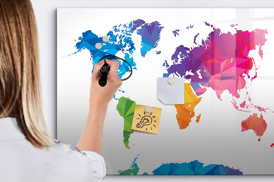 Tableau effaçable magnétique Carte du monde abstraite