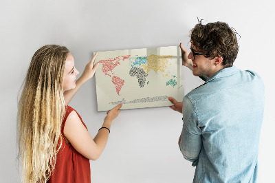 Tableau magnétique mural Une carte du monde faite de lettres