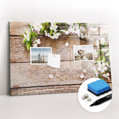 Tableau effaçable magnétique Fleurs sur bois