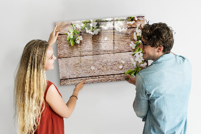 Tableau effaçable magnétique Fleurs sur bois