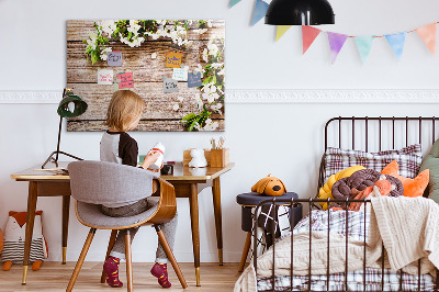 Tableau effaçable magnétique Fleurs sur bois