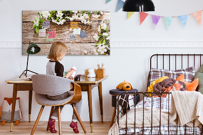 Tableau effaçable magnétique Fleurs sur bois
