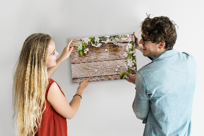 Tableau effaçable magnétique Fleurs sur bois