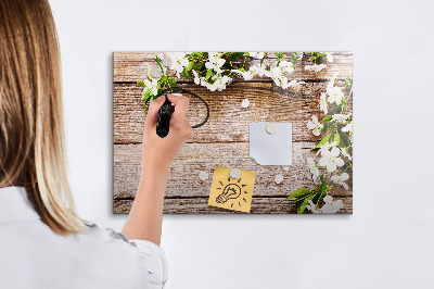 Tableau effaçable magnétique Fleurs sur bois
