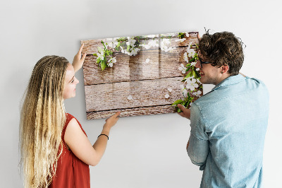 Tableau effaçable magnétique Fleurs sur bois