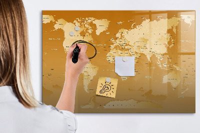 Tableau verre magnétique Carte du monde