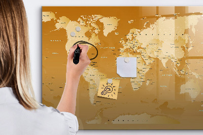 Tableau verre magnétique Carte du monde