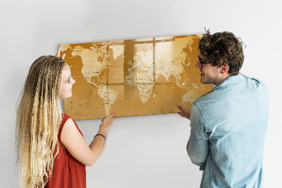 Tableau verre magnétique Carte du monde