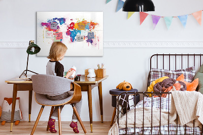 Tableau effaçable magnétique Carte du monde