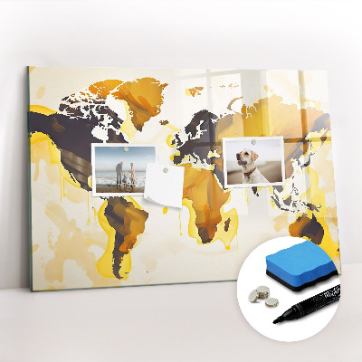 Tableau effaçable magnétique Carte du monde abstraite
