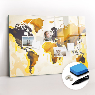 Tableau effaçable magnétique Carte du monde abstraite