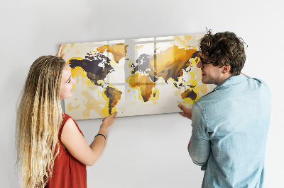 Tableau effaçable magnétique Carte du monde abstraite
