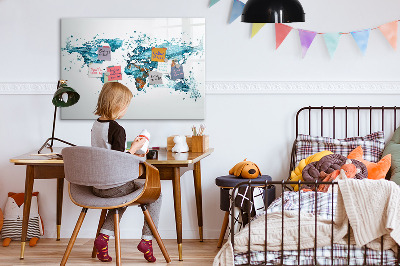 Tableau magnétique mural Carte de l'eau du monde