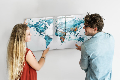 Tableau magnétique mural Carte de l'eau du monde