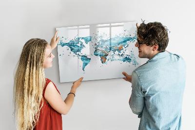 Tableau magnétique mural Carte de l'eau du monde