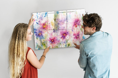 Tableau effaçable magnétique Fleurs peintes