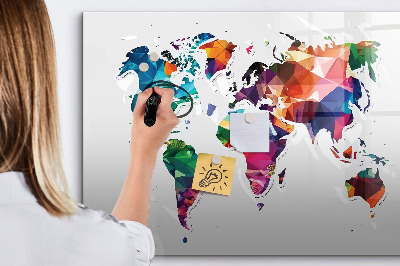 Tableau effaçable magnétique Carte du monde triangulaire