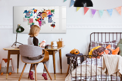 Tableau effaçable magnétique Carte du monde triangulaire