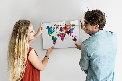 Tableau effaçable magnétique Carte du monde triangulaire