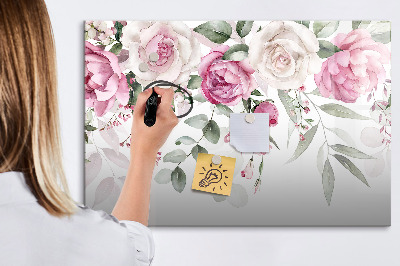 Tableau verre magnétique Roses à l'aquarelle
