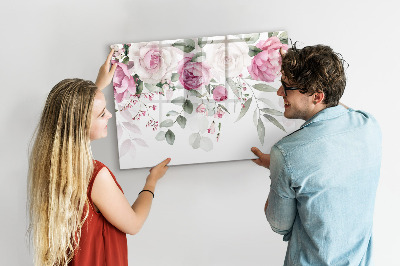 Tableau verre magnétique Roses à l'aquarelle