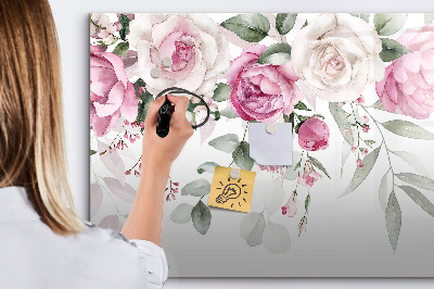 Tableau verre magnétique Roses à l'aquarelle