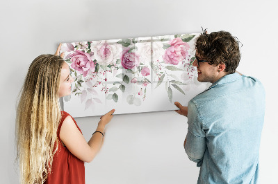 Tableau verre magnétique Roses à l'aquarelle