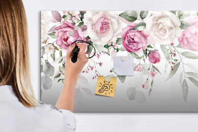 Tableau verre magnétique Roses à l'aquarelle