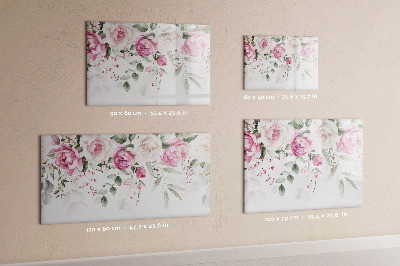 Tableau verre magnétique Roses à l'aquarelle