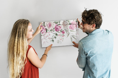 Tableau verre magnétique Roses à l'aquarelle