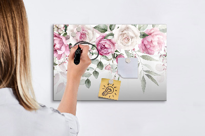 Tableau verre magnétique Roses à l'aquarelle